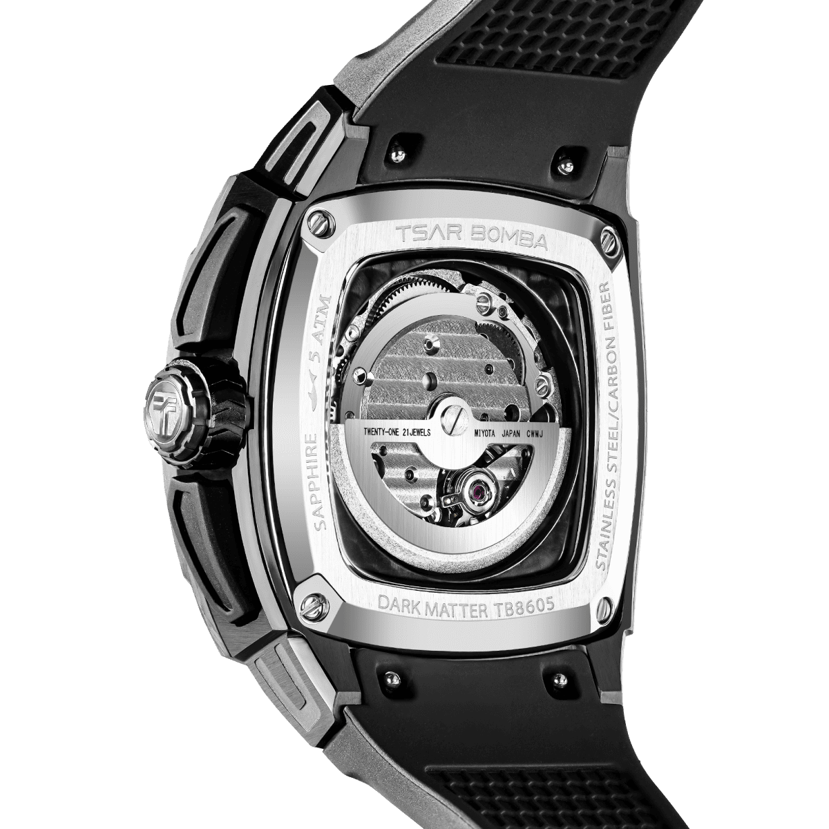 Tsar Bomba Dark Matter 5 43mm Black Skeleton Dial Men's Watch TB8605-04