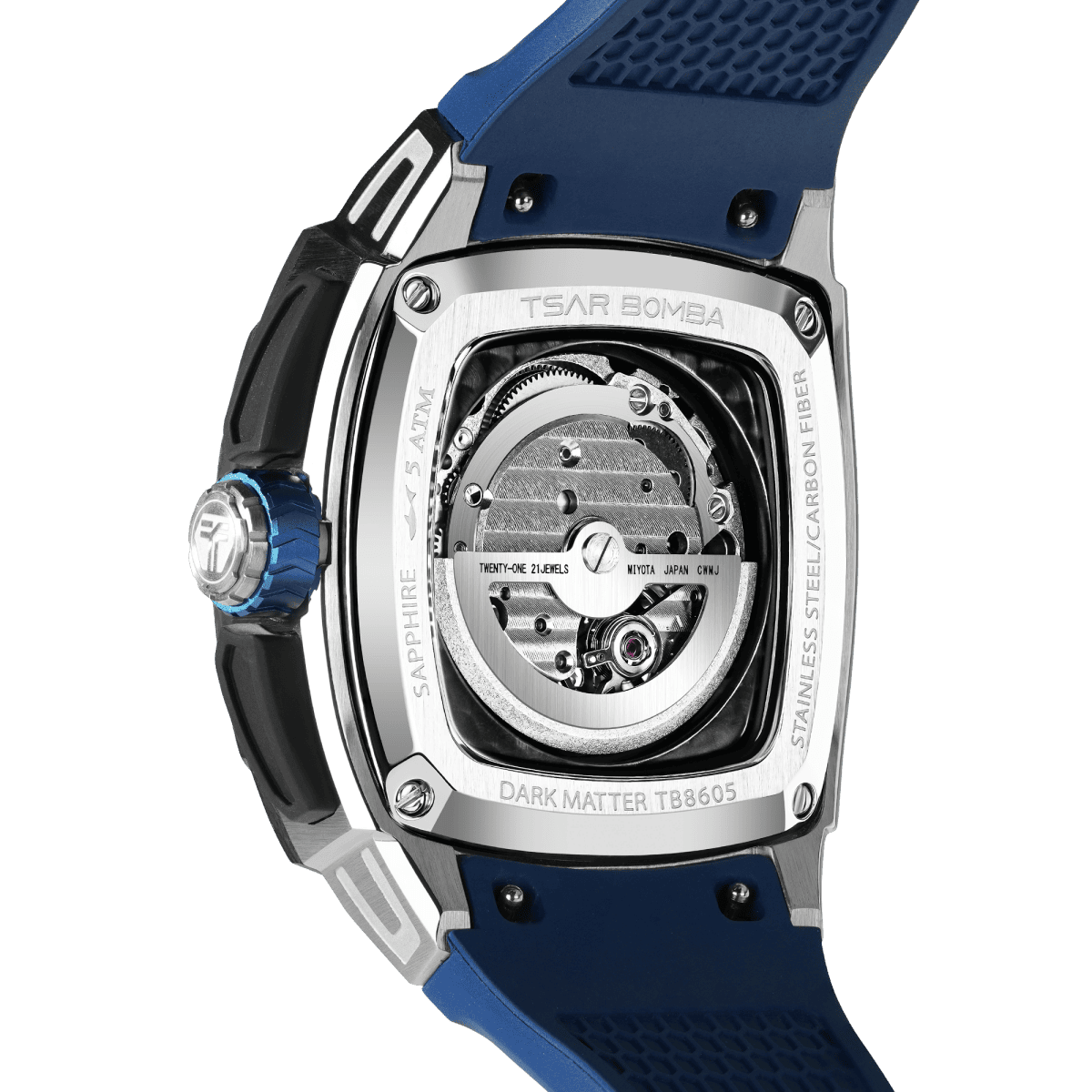 Tsar Bomba Dark Matter 5 43mm Blue Skeleton Dial Men's Watch TB8605-02