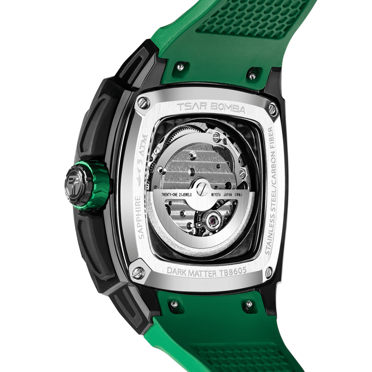Tsar Bomba Dark Matter 5 43mm Green Skeleton Dial Men's Watch TB8605-05
