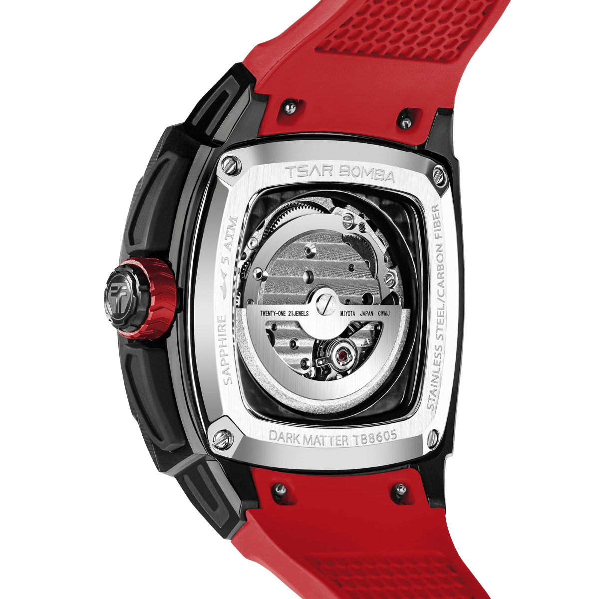 Tsar Bomba Dark Matter 5 43mm Red Skeleton Dial Men's Watch TB8605-01