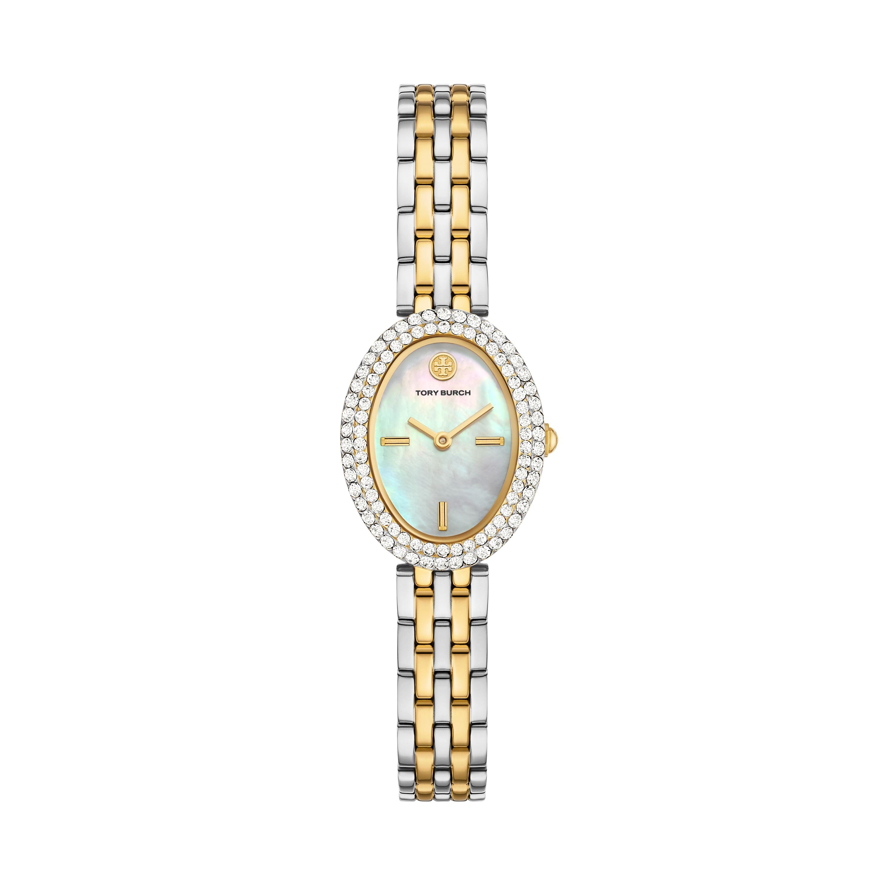 Tory Burch Oval 28mm White Mother of Pearl Dial Women's Watch TBW6037