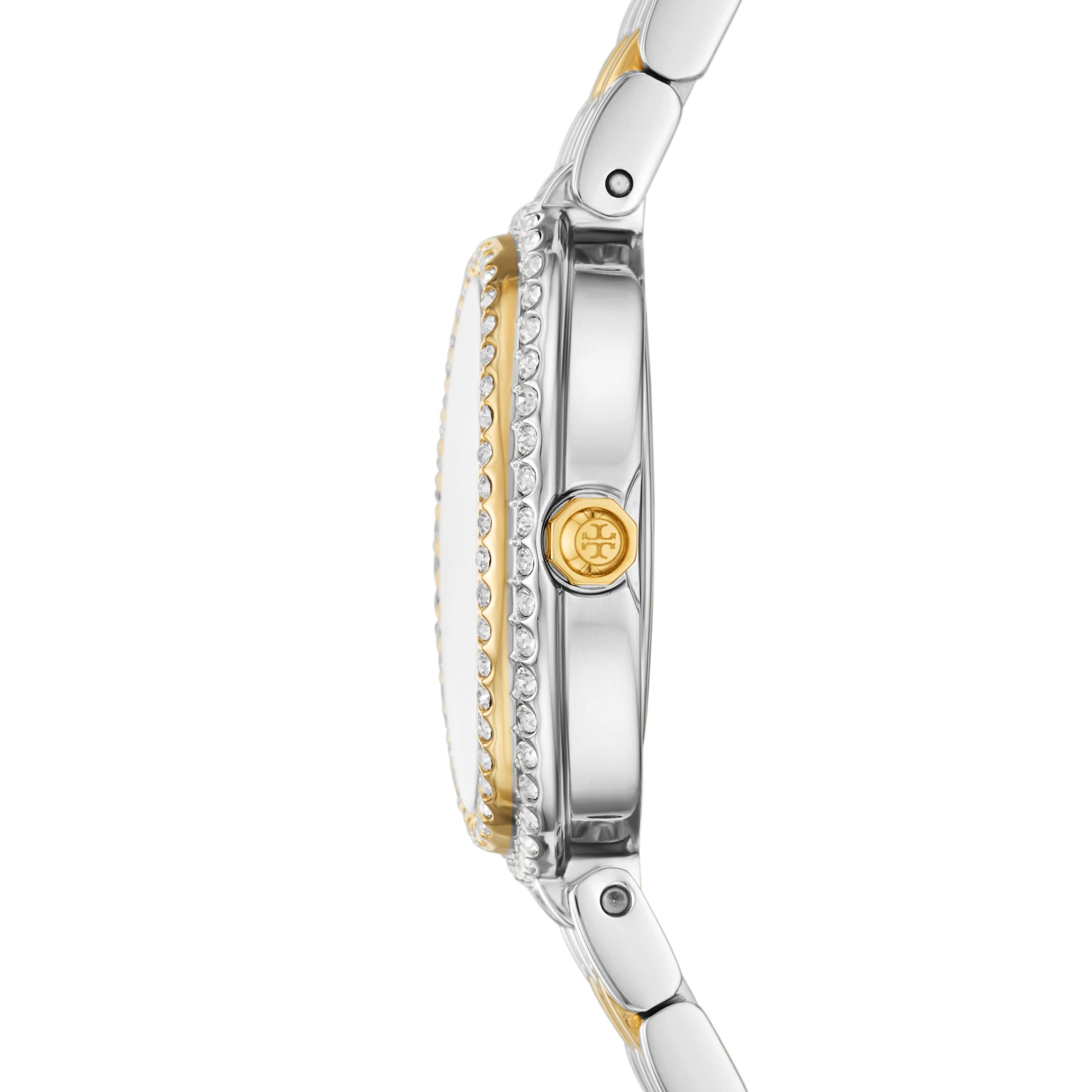 Tory Burch Oval 28mm White Mother of Pearl Dial Women's Watch TBW6037