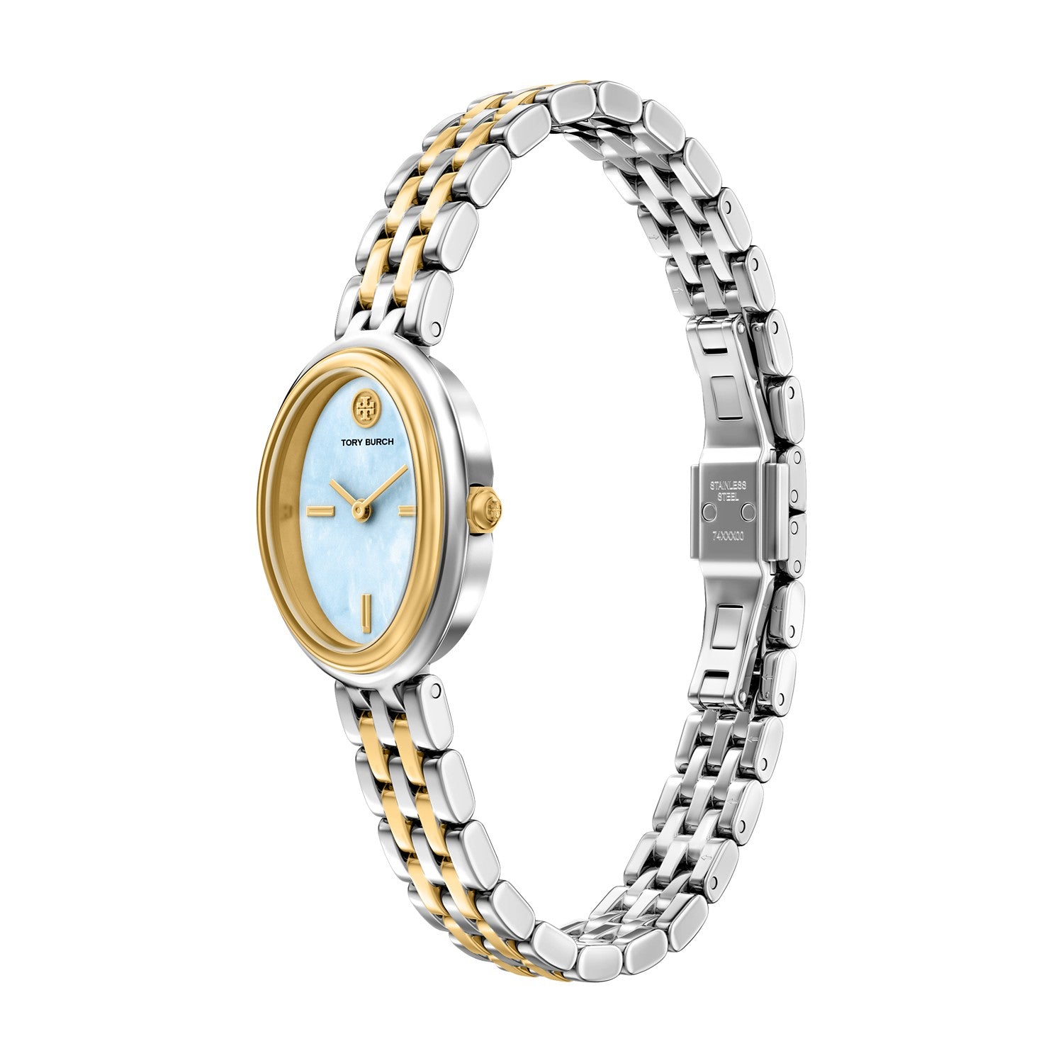 Tory Burch Oval 22mm Light Blue Mother of Pearl Dial Women's Watch TBW6042