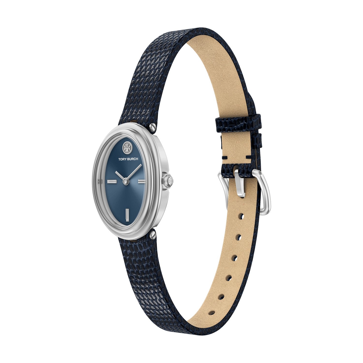 Tory Burch Oval 22mm Steel Blue Dial Women's Watch TBW6050