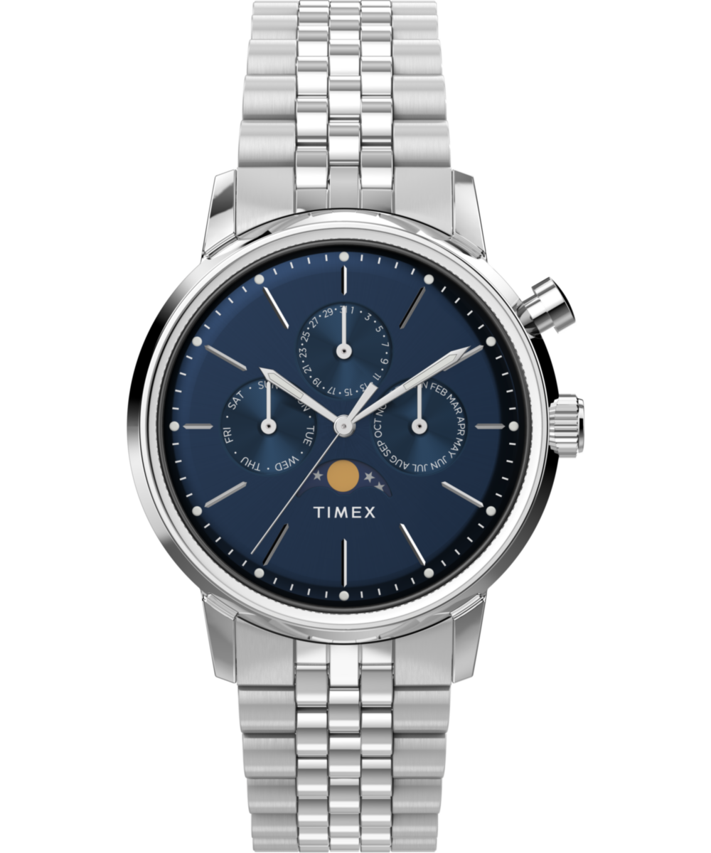 Timex Marlin Moon Phase 40mm Blue Dial Men's Watch TW2W51300