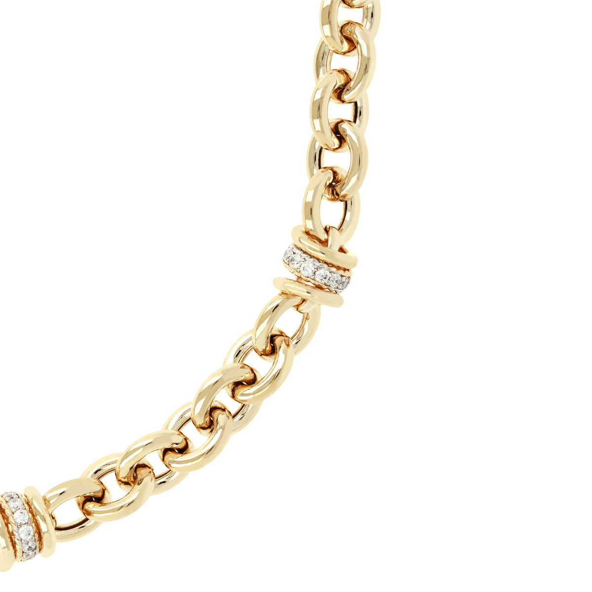 Bronzallure Golden Rolo Chain and Rondelles Necklace with Cubic Zirconia Pavé WSBZ00520Y.WY