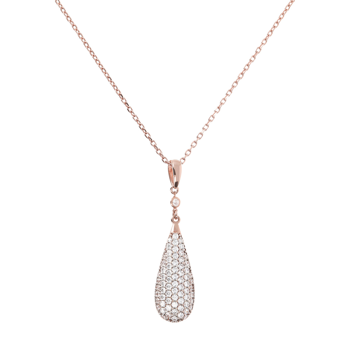 Bronzallure Necklace with Teardrop Pendant in Cubic Zirconia Pavé WSBZ01235.WR