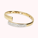 Bronzallure Rigid Golden Contrarié Bracelet with Cubic Zirconia Pavé WSBZ01441Y.Y