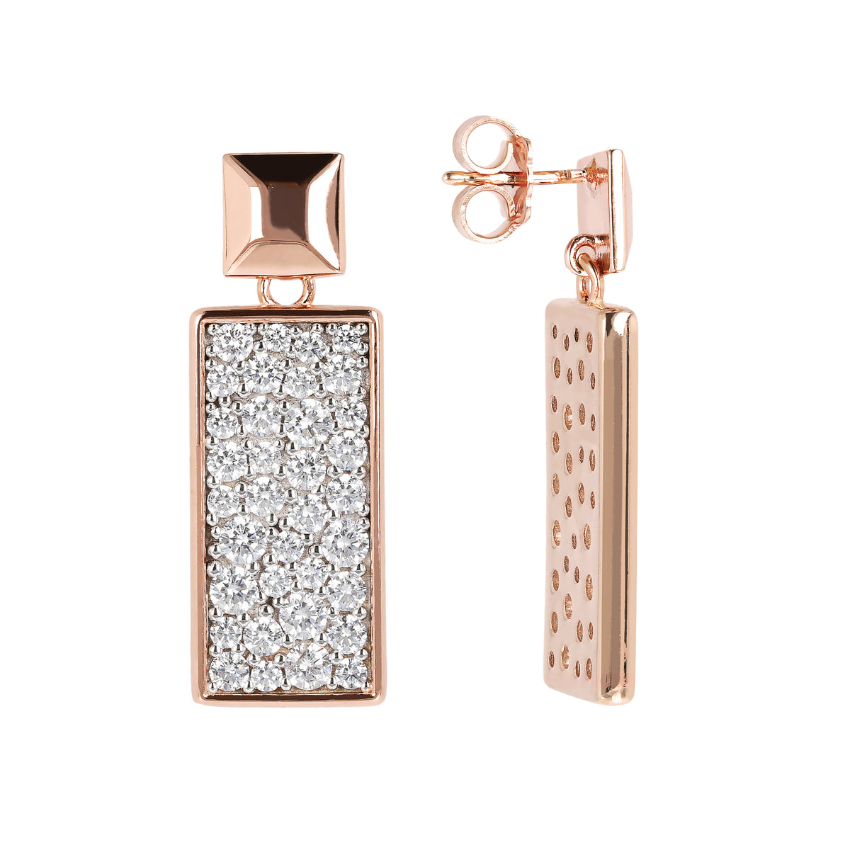 Bronzallure Rectangular Drop Earrings with Cubic Zirconia Pavé WSBZ01600.W