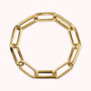 Bronzallure Golden Elongated Flat Curb Chain Bracelet with Maxi Links WSBZ01664Y.Y