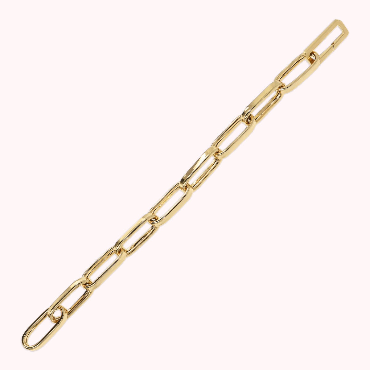 Bronzallure Golden Elongated Flat Curb Chain Bracelet with Maxi Links WSBZ01664Y.Y