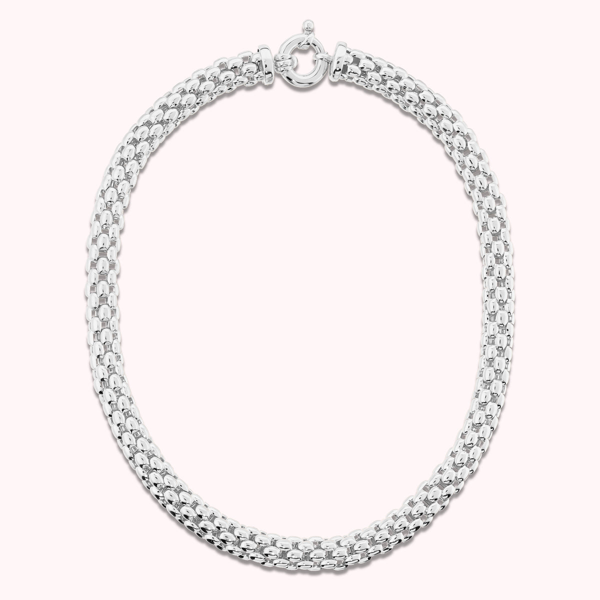 Bronzallure White Maxi Korean Chain Collar Necklace WSBZ02207W.WG