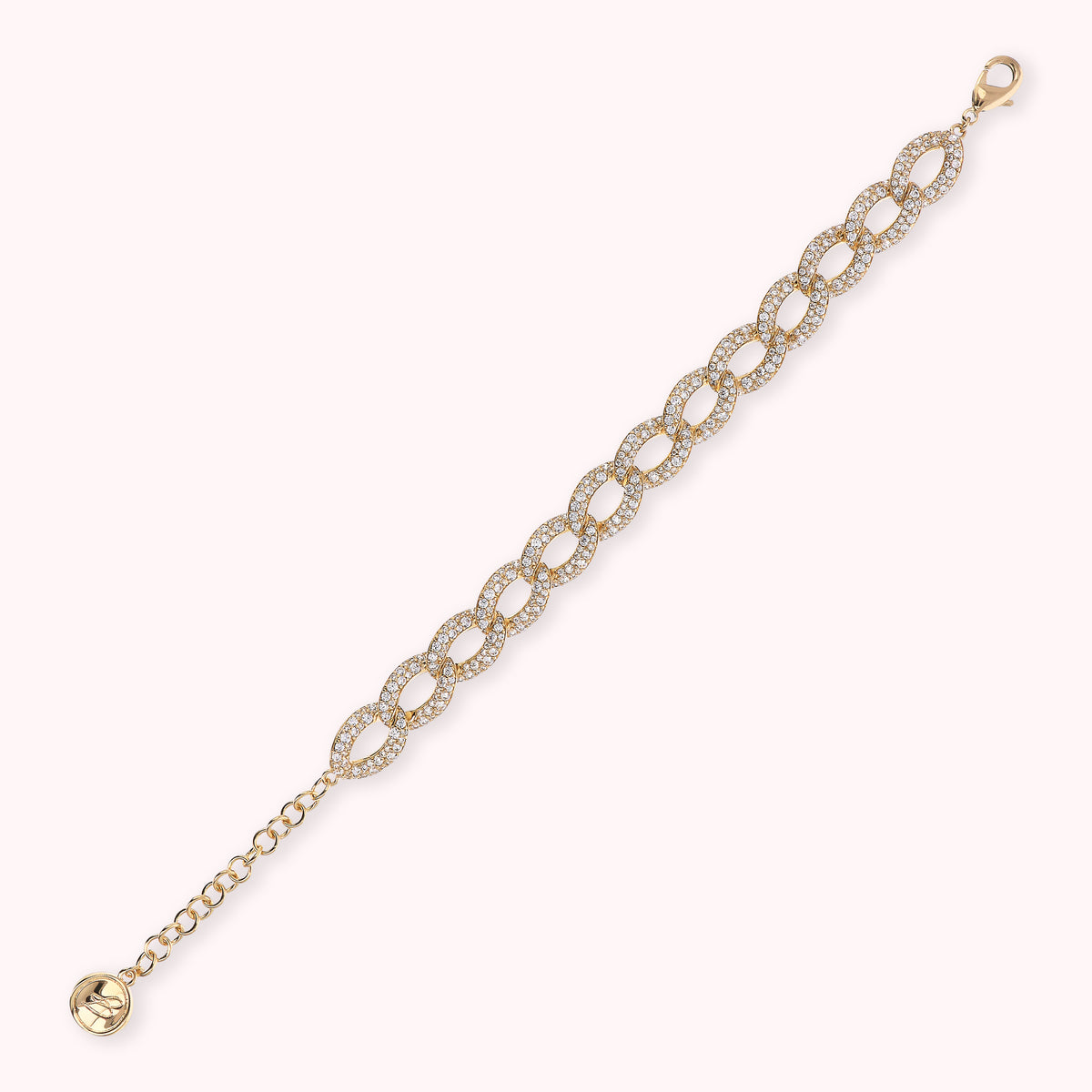 Bronzallure Golden Curb Chain Bracelet with Cubic Zirconia Pavé WSBZ02269Y.WR