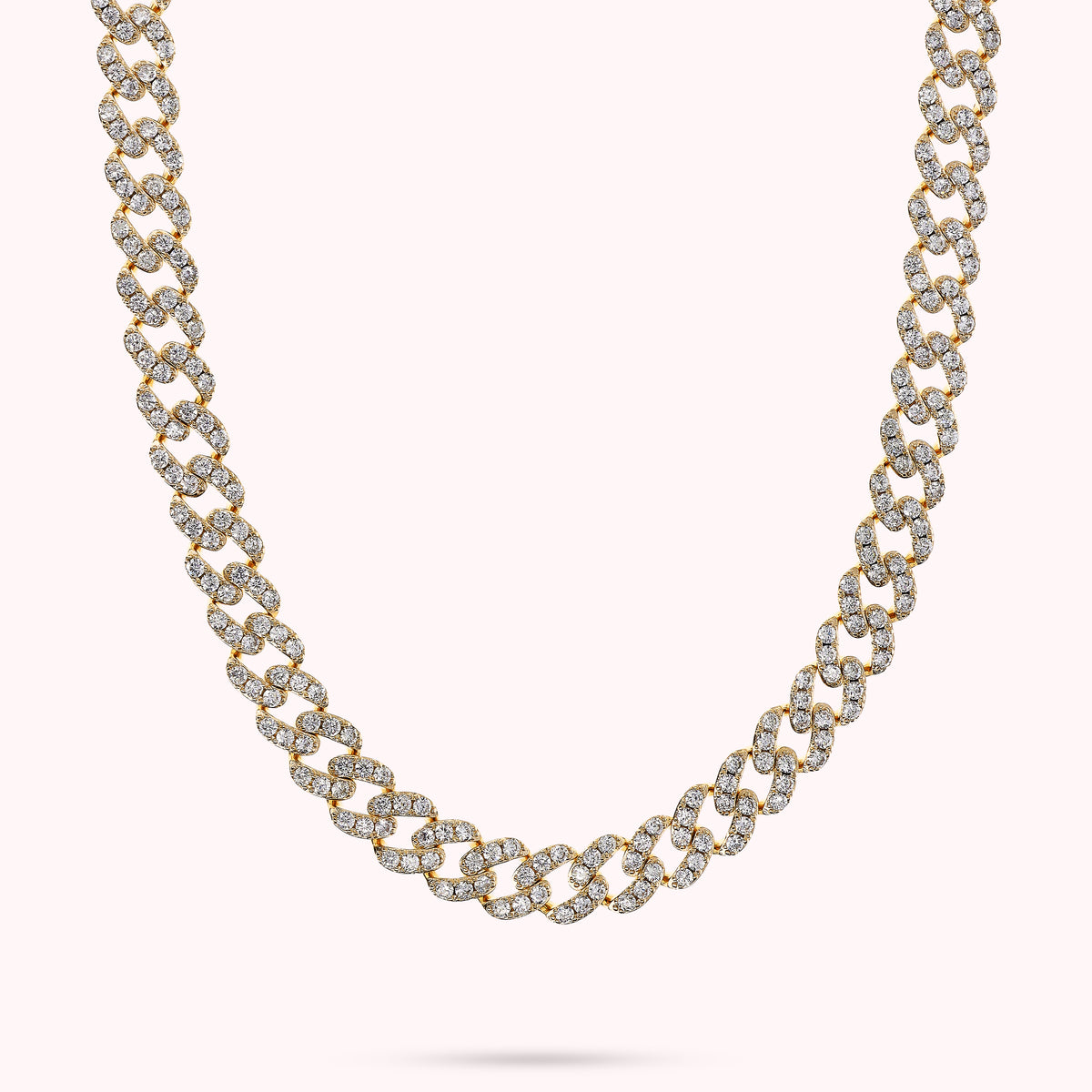 Bronzallure Golden Square Curb Chain Collar Necklace with Cubic Zirconia Pavé WSBZ02326Y.WHI-450