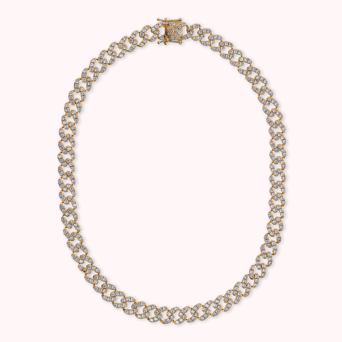 Bronzallure Golden Square Curb Chain Collar Necklace with Cubic Zirconia Pavé WSBZ02326Y.WHI-450