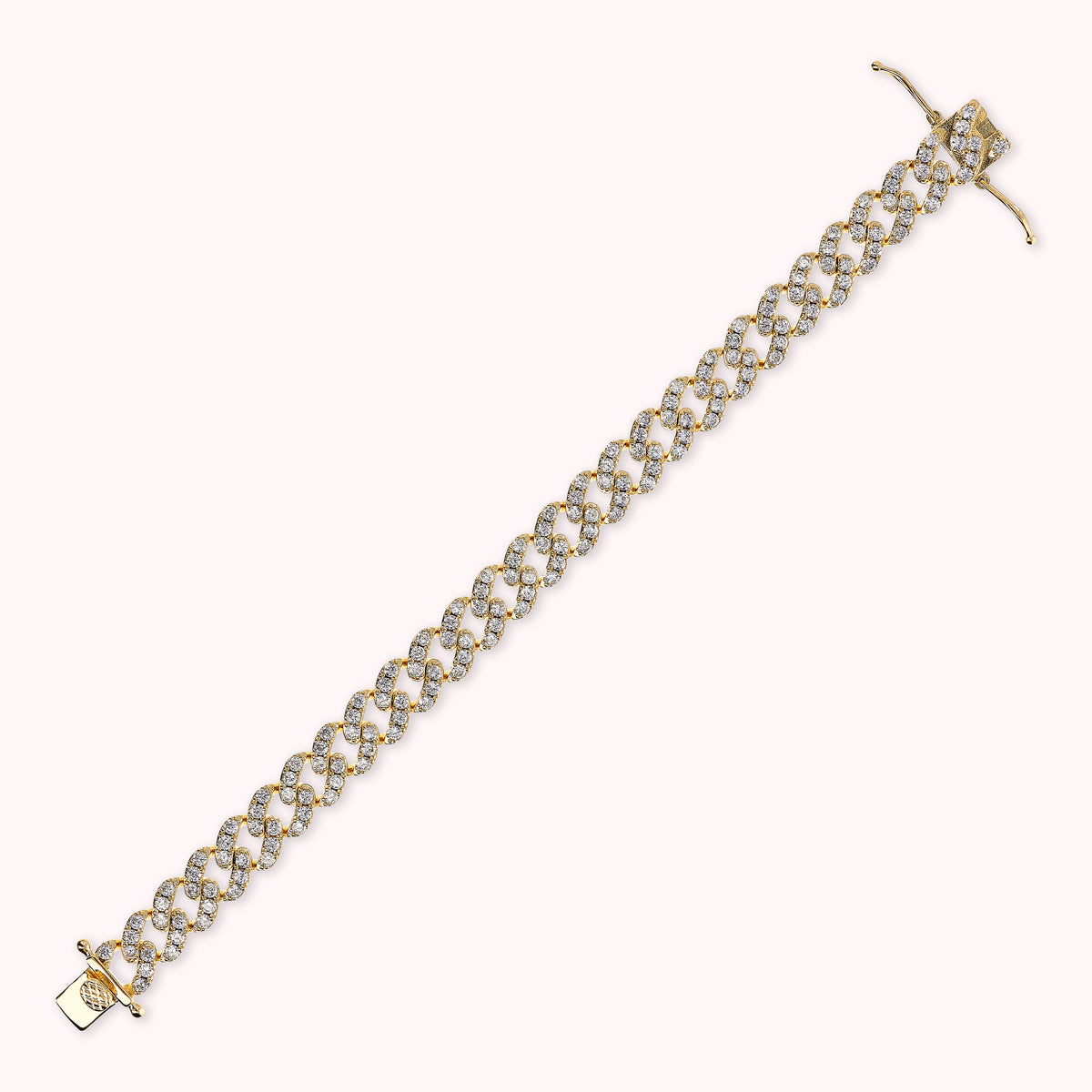 Bronzallure Golden Square Curb Chain Bracelet with Cubic Zirconia Pavé WSBZ02327Y.WHI-180