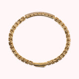Bronzallure Golden Semi-Rigid Venetian Chain Bracelet with Cubic Zirconia Pavé Plaque WSBZ02400Y.YG