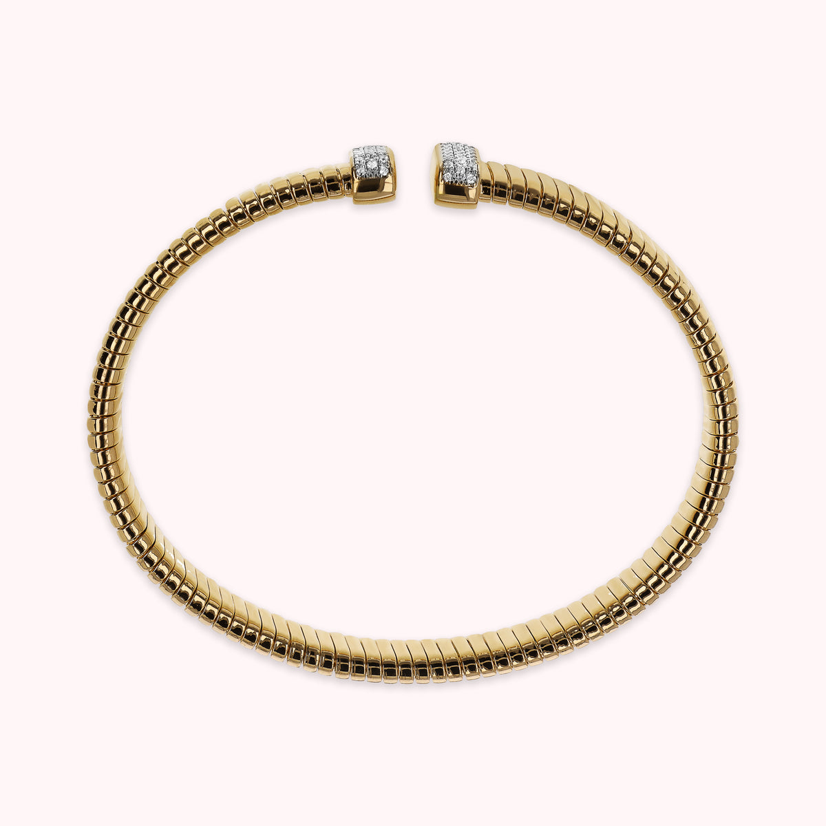 Bronzallure Golden Rigid Tubogas Bracelet with Cubic Zirconia Pavé WSBZ02401Y.YG