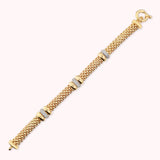 Bronzallure Golden Popcorn Link Bracelet with Cubic Zirconia Rondelles WSBZ02468Y.YG