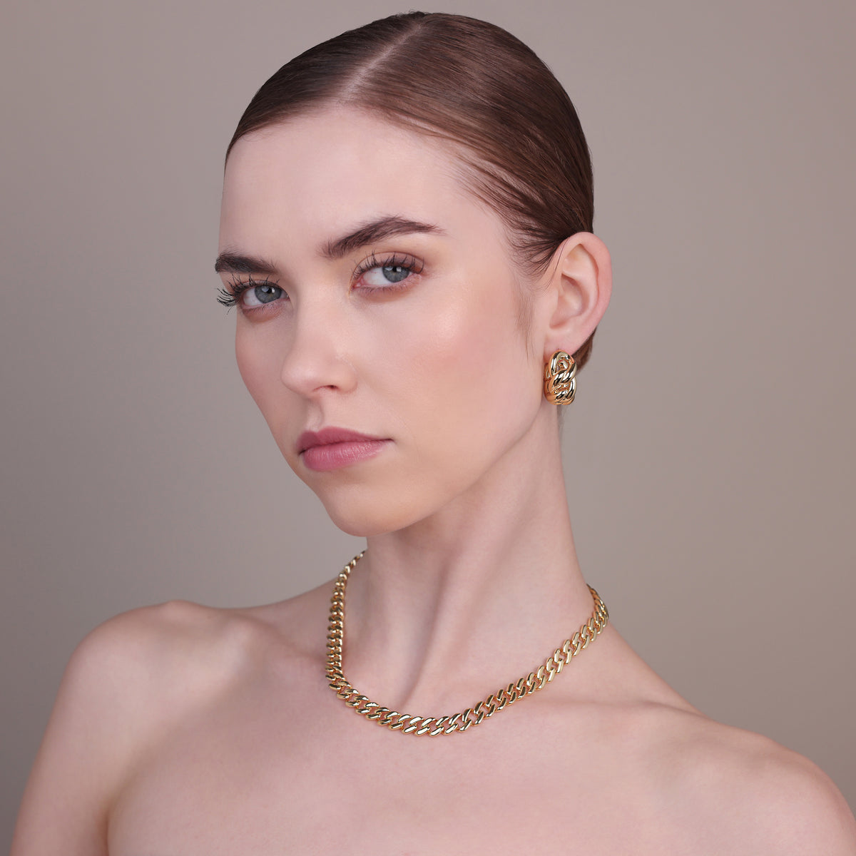 Bronzallure Golden Polished Curb Chain Necklace WSBZ02476Y.YG