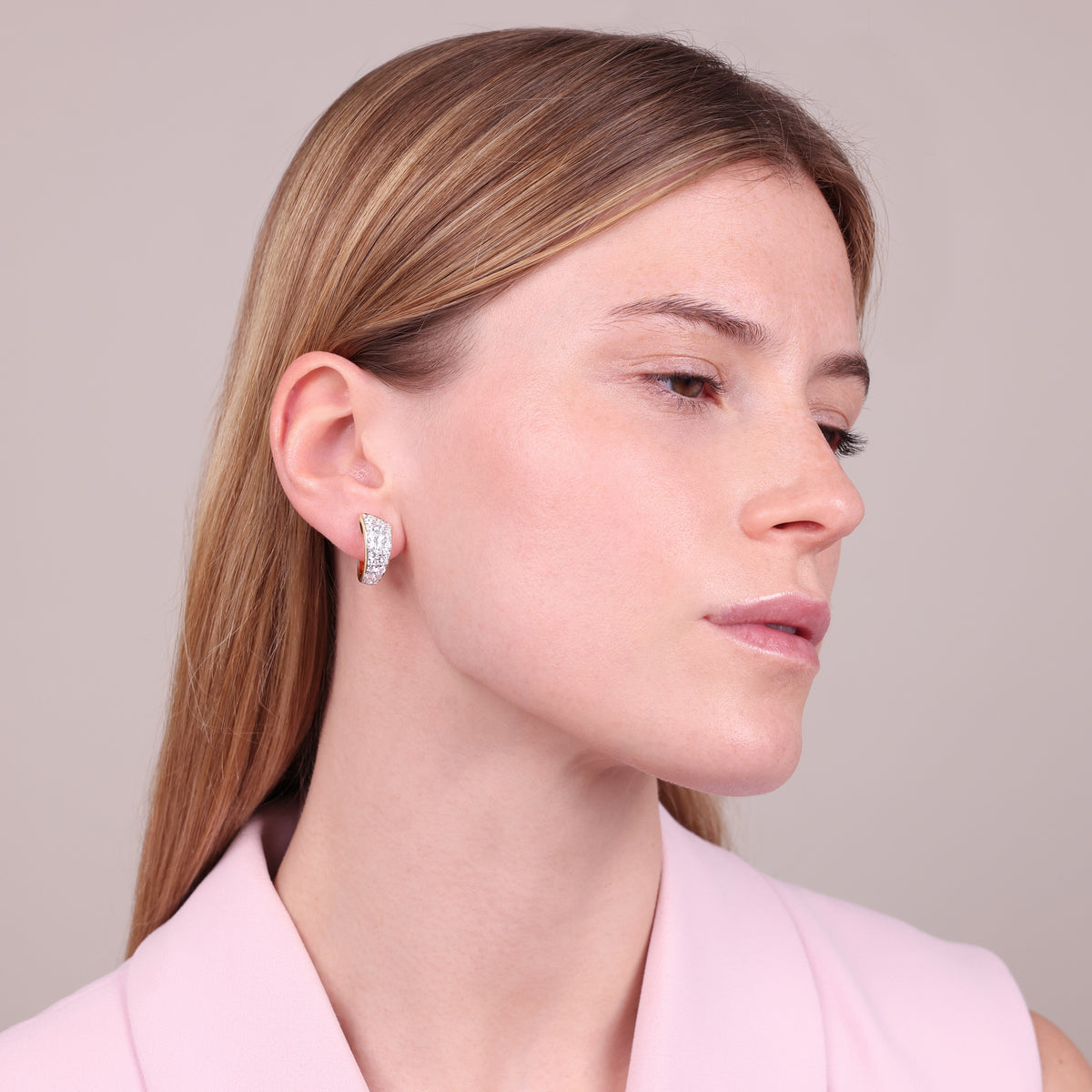 Bronzallure Golden Graduated Stud Earrings with Cubic Zirconia Pavé WSBZ02480Y.WR
