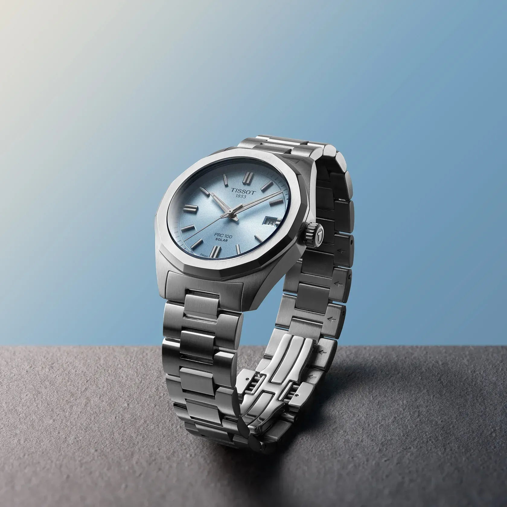 Tissot PRC 100 Solar 34mm Ice Blue Dial Women's Watch T1518221135100
