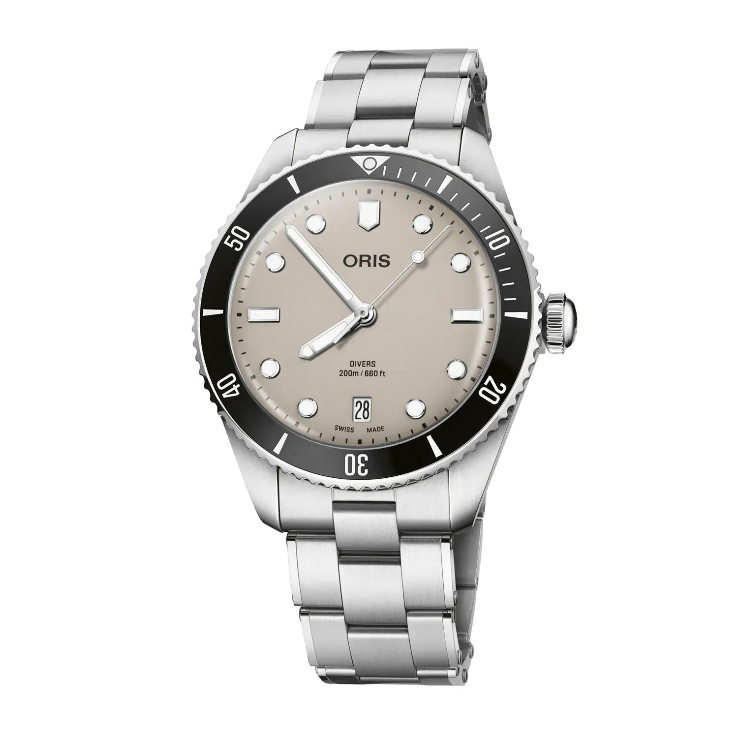 Oris Divers Date 39mm Beige Dial Men's Watch 01 733 7795 4051-Set