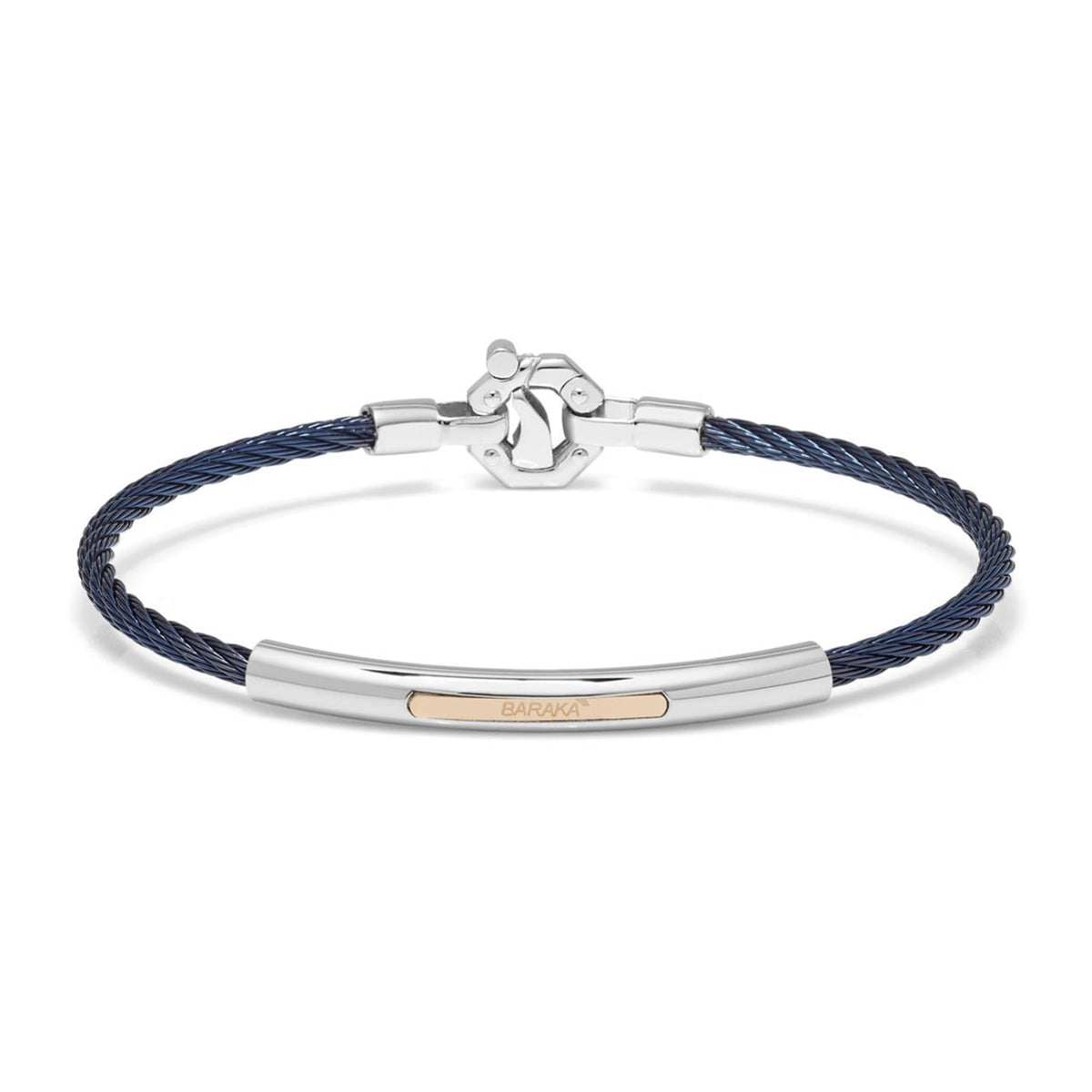 Baraka 18K rose gold and stainless steel cable diamond bracelet BR312101ROAC