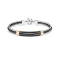 Baraka Men's 18K Rose Gold & Black Steel Cable Diamond Bracelet