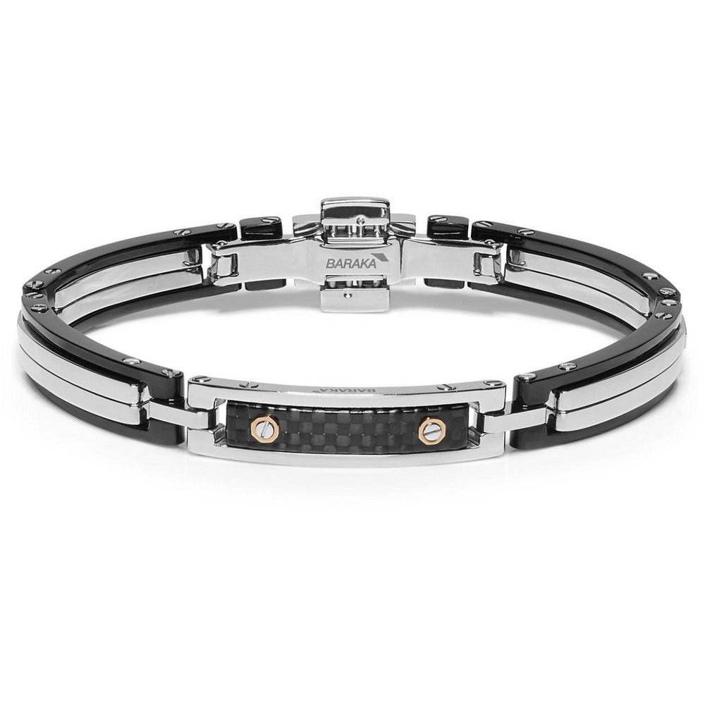 Baraka 18K rose gold, carbon fiber and steel bracelet BR283031ROAD