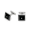 Baraka Men's Stainless Steel & Black Ceramic Diamond Cufflinks