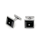 Baraka stainless steel and black ceramic diamond cufflinks PS215510ACCN