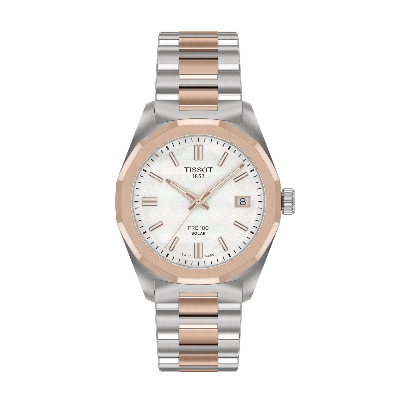 Tissot PRC 100 Solar 34mm White Mother of Pearl Dial Women's Watch T1518222211100