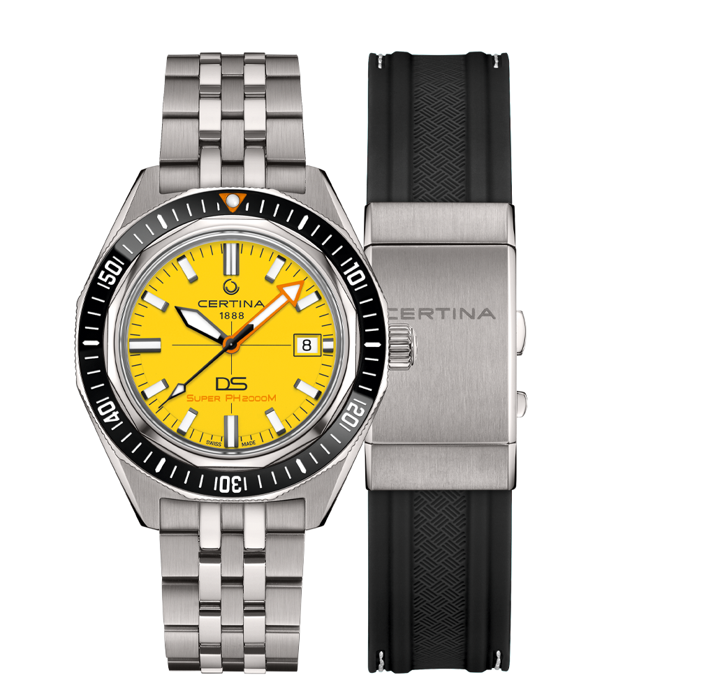 Certina DS Super PH2000M 43mm Yellow Dial Men's Watch C0506074436102