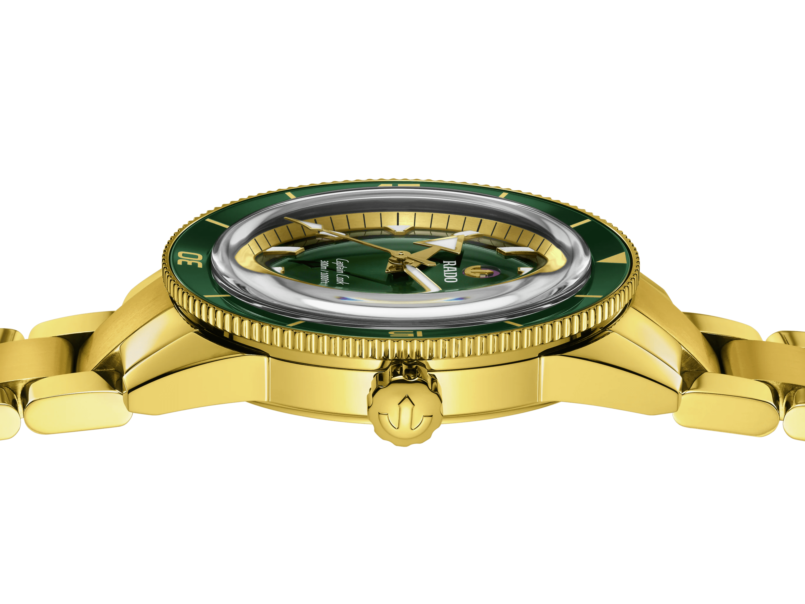 RADO Captain Cook 42mm Yellow Gold Green Dial Men's Watch R32136323