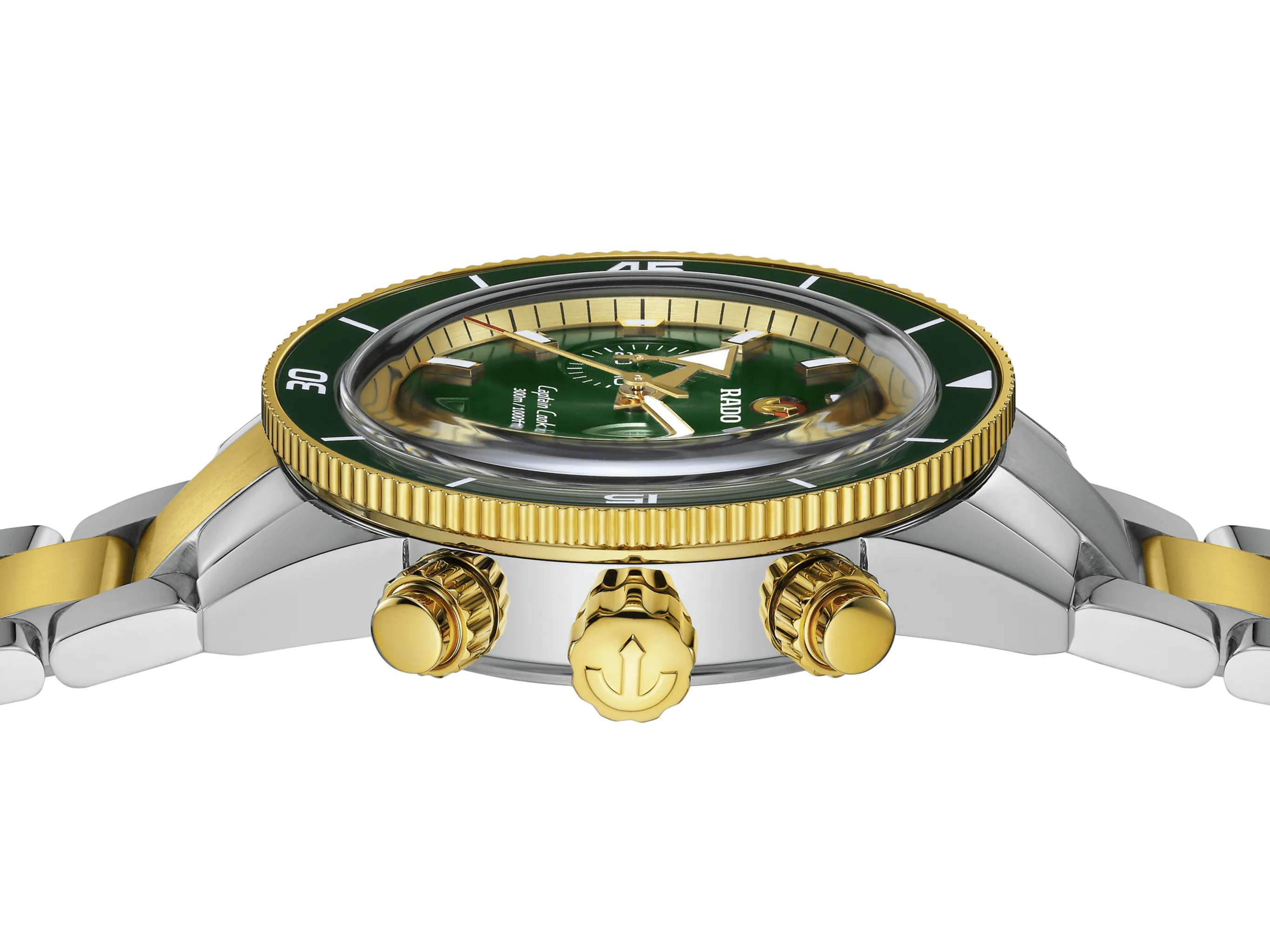 RADO Captain Cook Automatic Chronograph 43mm Green-Yellow Gold Men's Watch R32151318