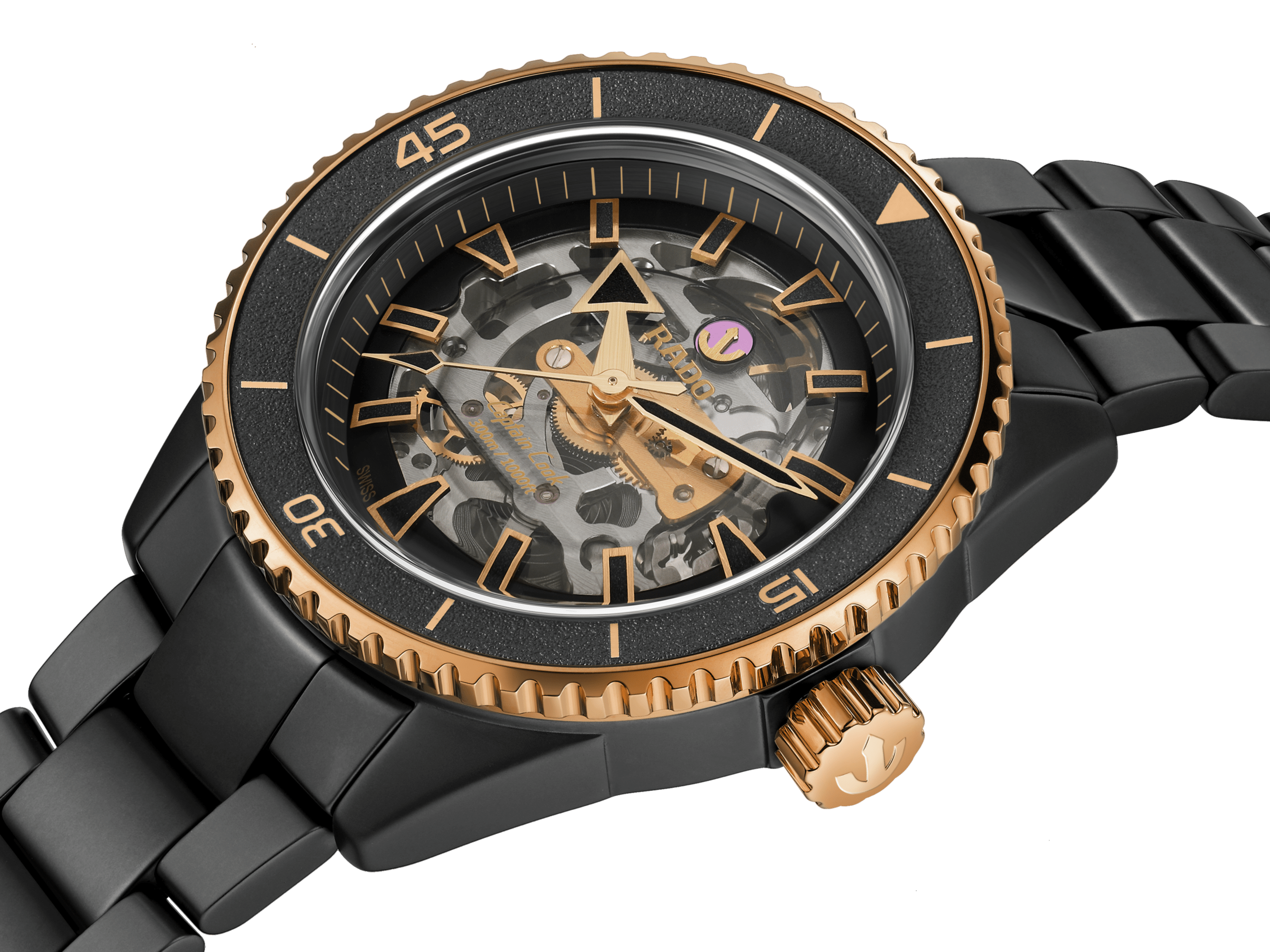 RADO Captain Cook High-Tech Ceramic Skeleton 43mm Black-Rose Gold Men's Watch R32192152