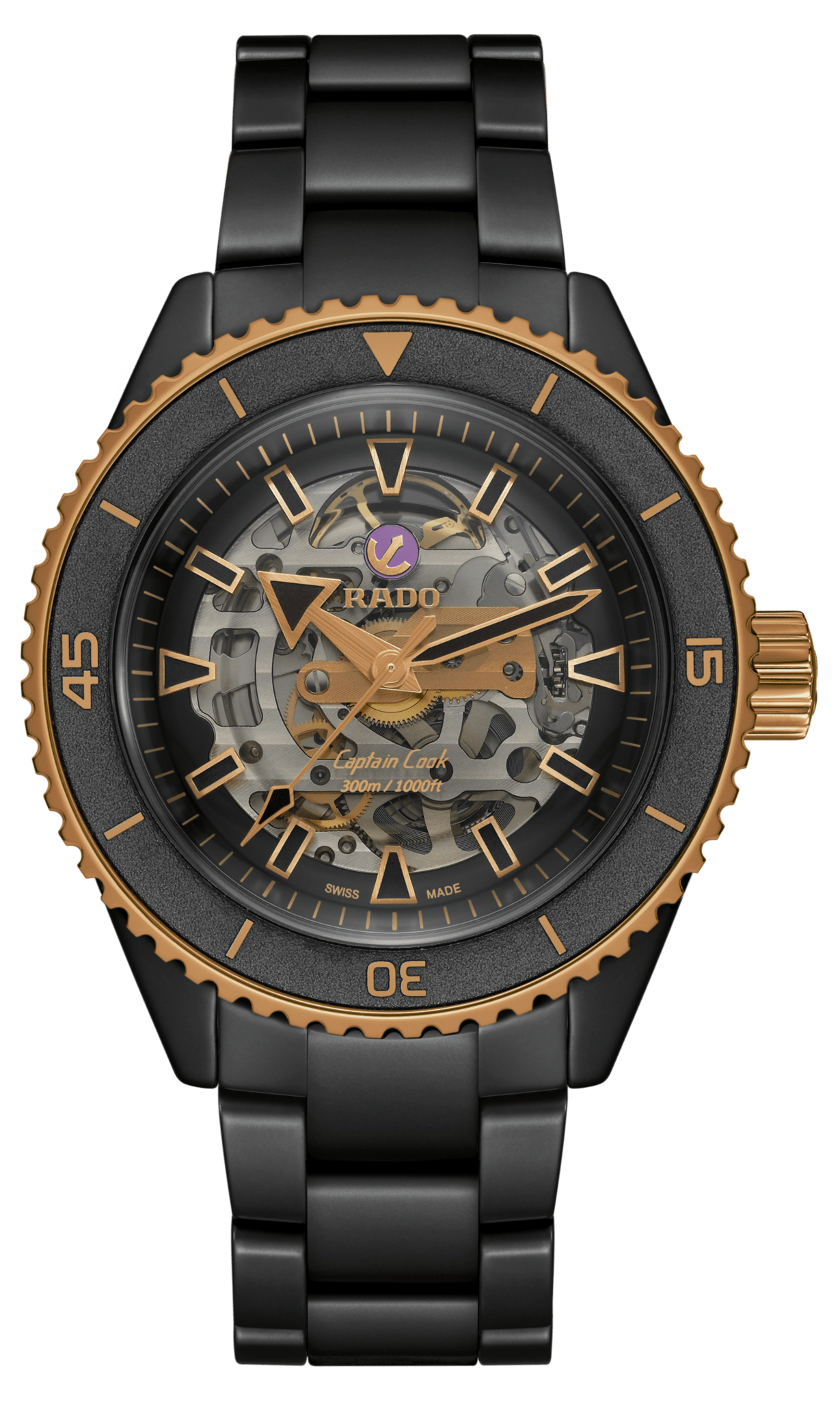 RADO Captain Cook High-Tech Ceramic Skeleton 43mm Black-Rose Gold Men's Watch R32192152