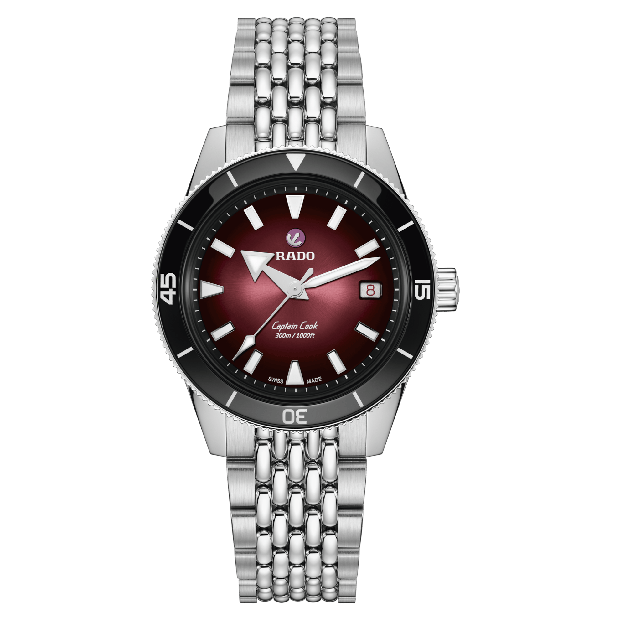 RADO Captain Cook Automatic 39mm Burgundy Dial Men's Watch