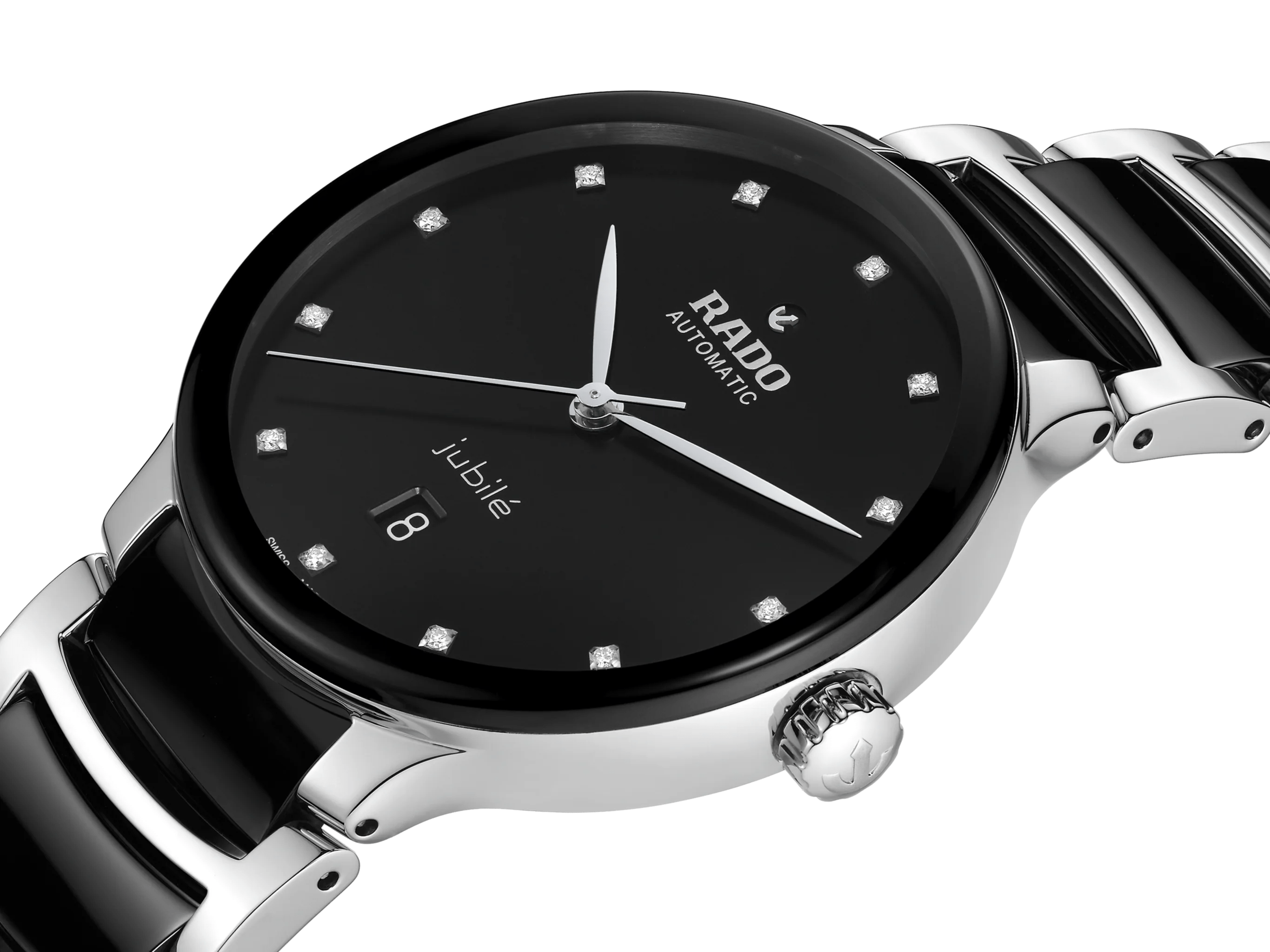 RADO Centrix Diamonds Silver-Black Ceramic 39.5mm Men's Watch R30018742