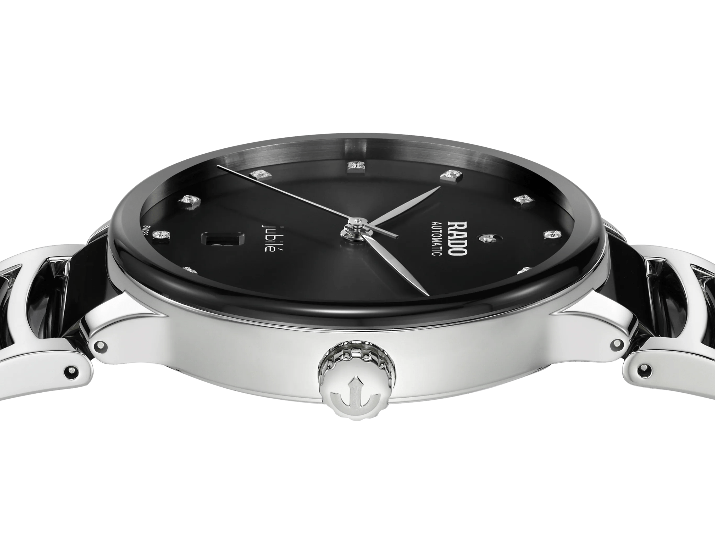 RADO Centrix Diamonds Silver-Black Ceramic 39.5mm Men's Watch R30018742