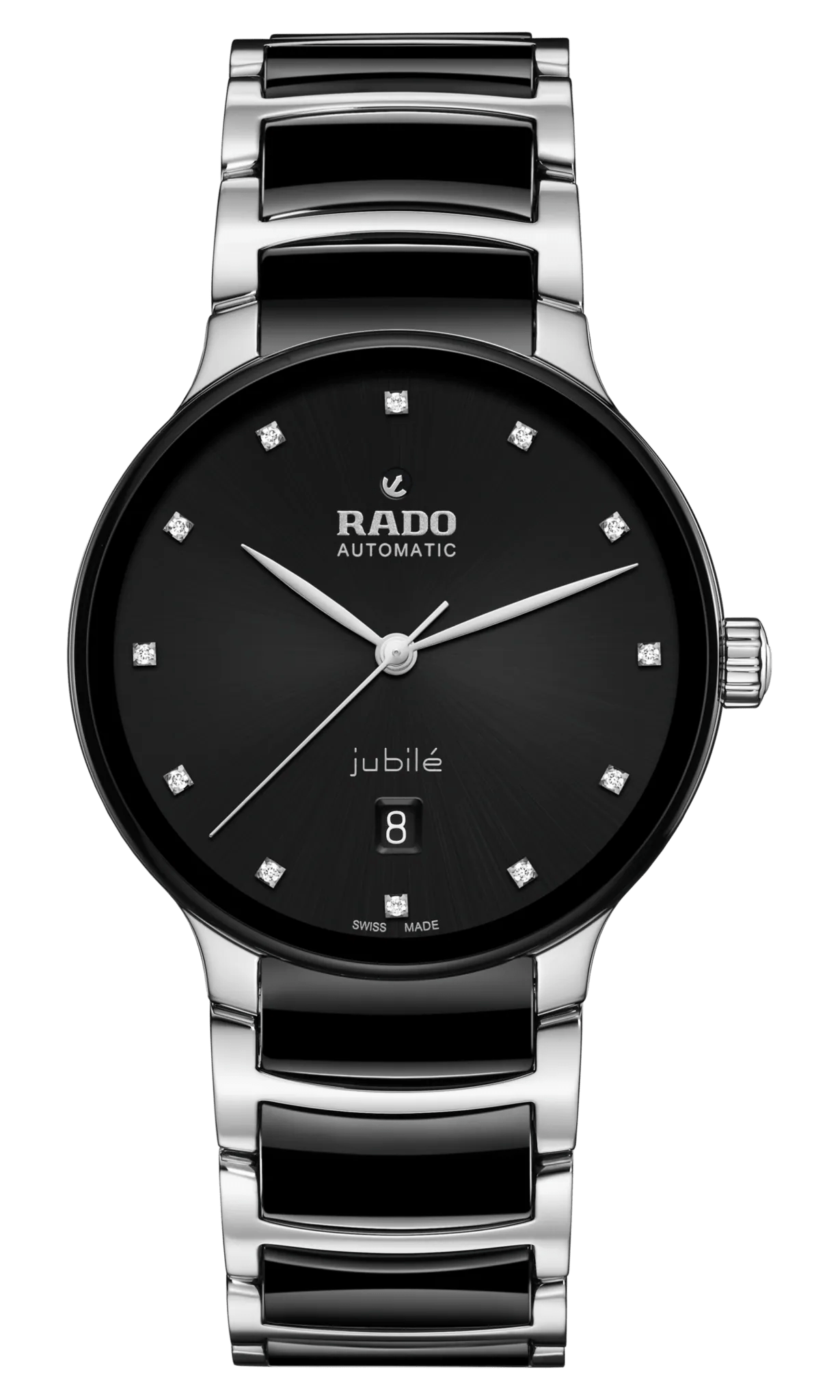 RADO Centrix Diamonds Silver Black Ceramic 39.5mm Men s Watch