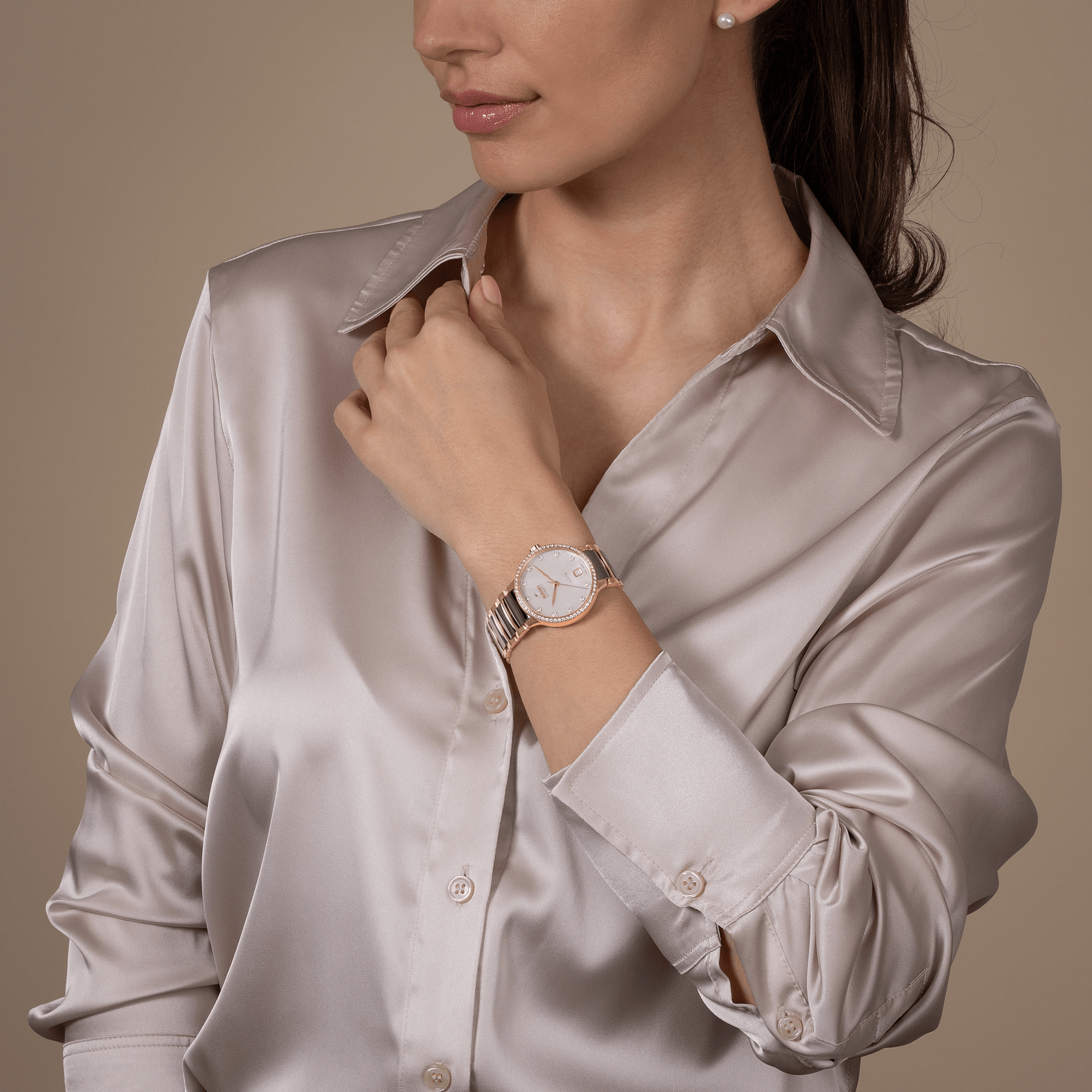 RADO Centrix Automatic Diamonds 35mm Silver Mother of Pearl Dial Women's Watch R30230912