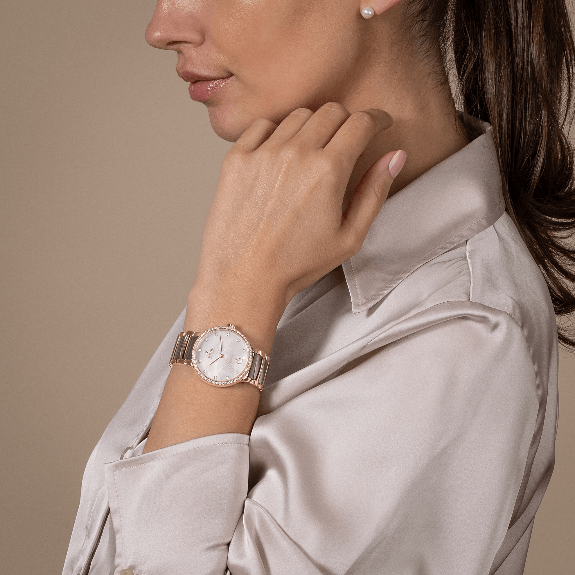 RADO Centrix Automatic Diamonds 35mm Silver Mother of Pearl Dial Women's Watch R30230912