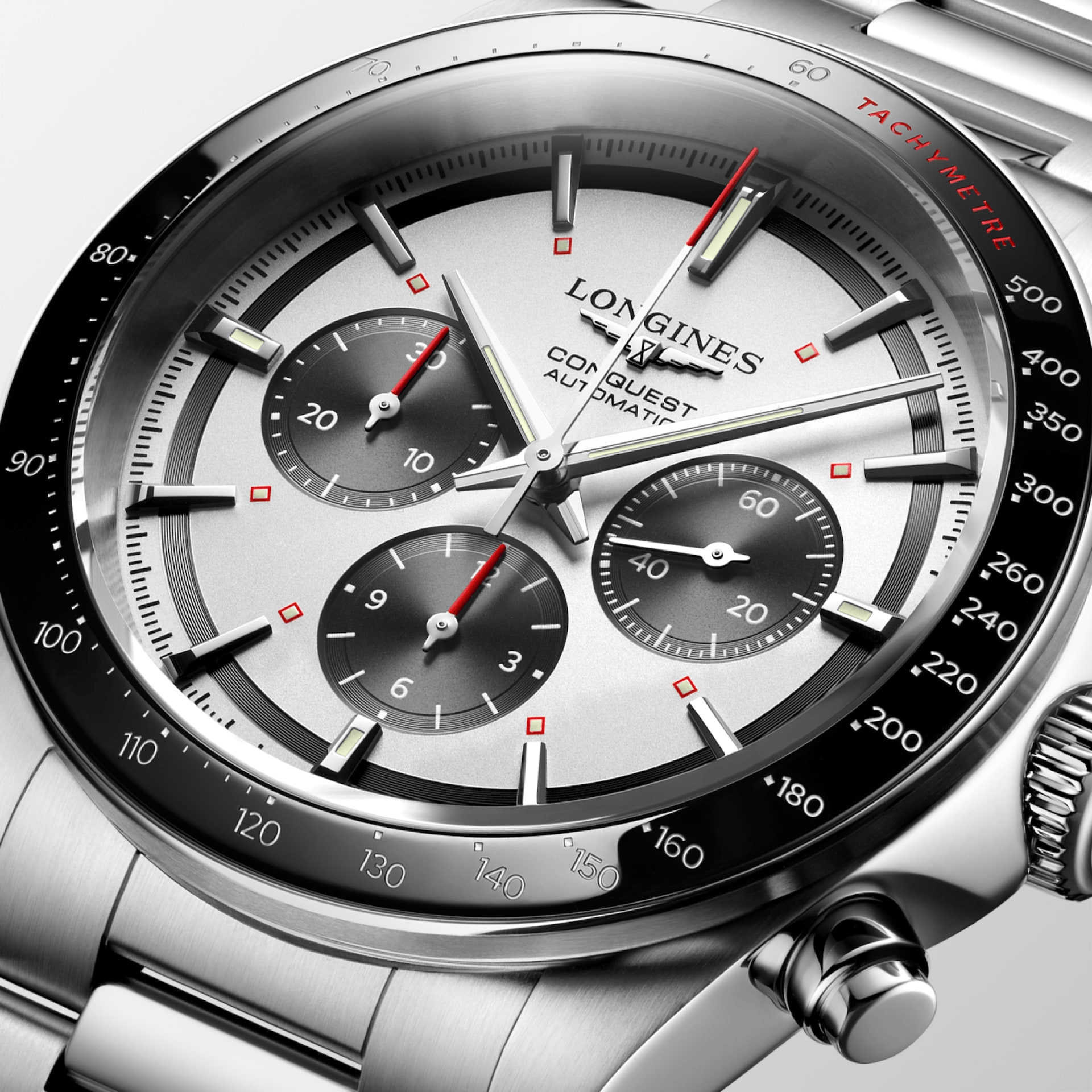 Longines Conquest Chronograph 42mm Black-Silver Steel Men's Watch L38354726