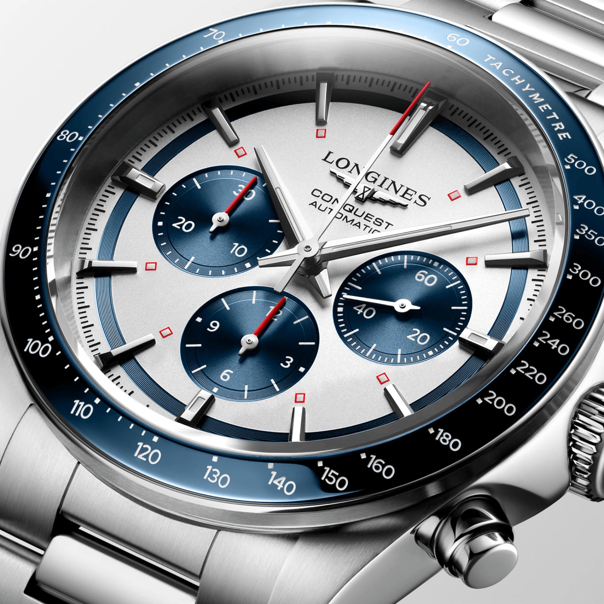 Longines Conquest Chronograph 42mm Blue-Silver Steel Men's Watch L38354986