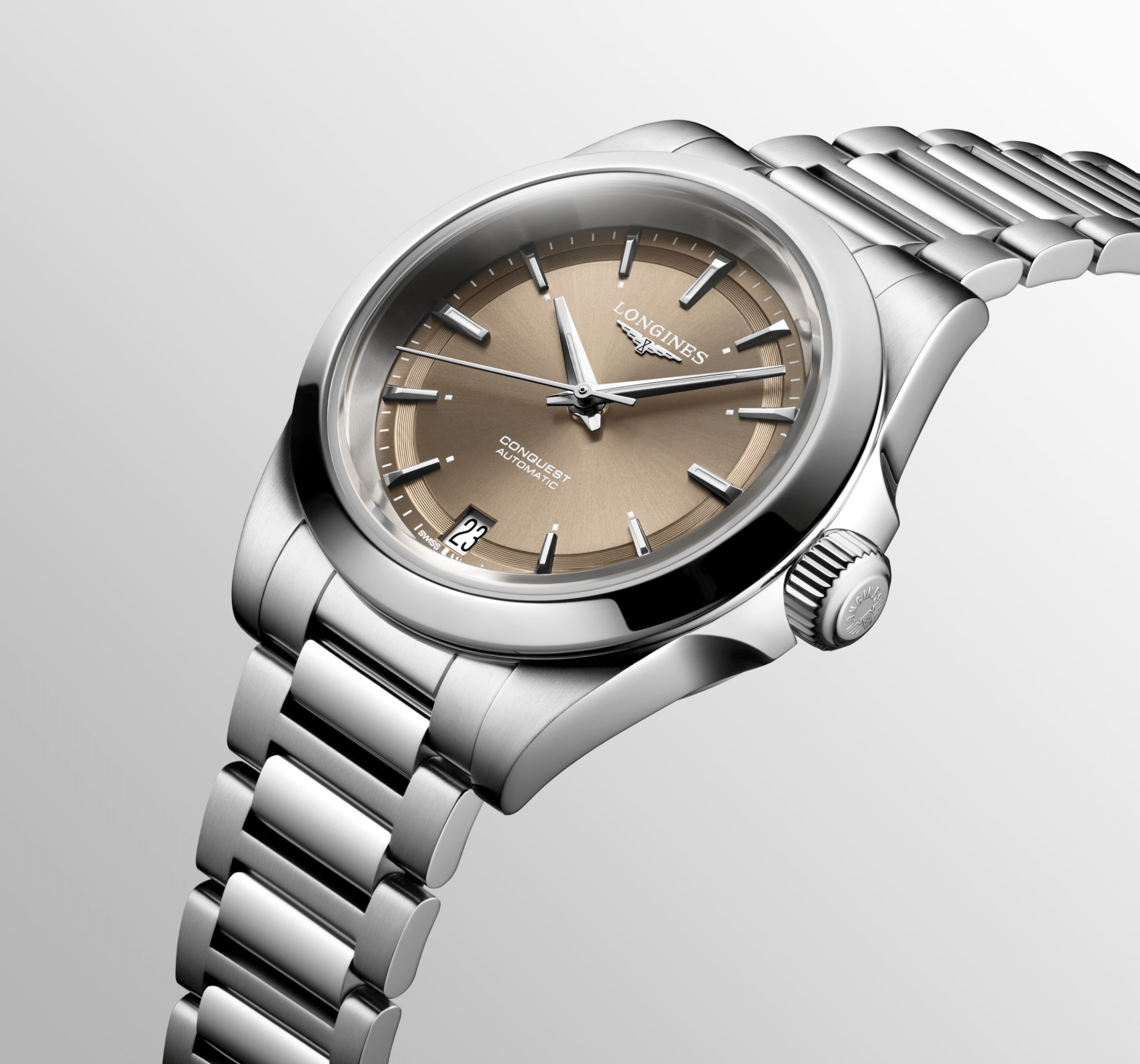 Longines Conquest 34mm Brown Dial Steel Women's Watch L34304626