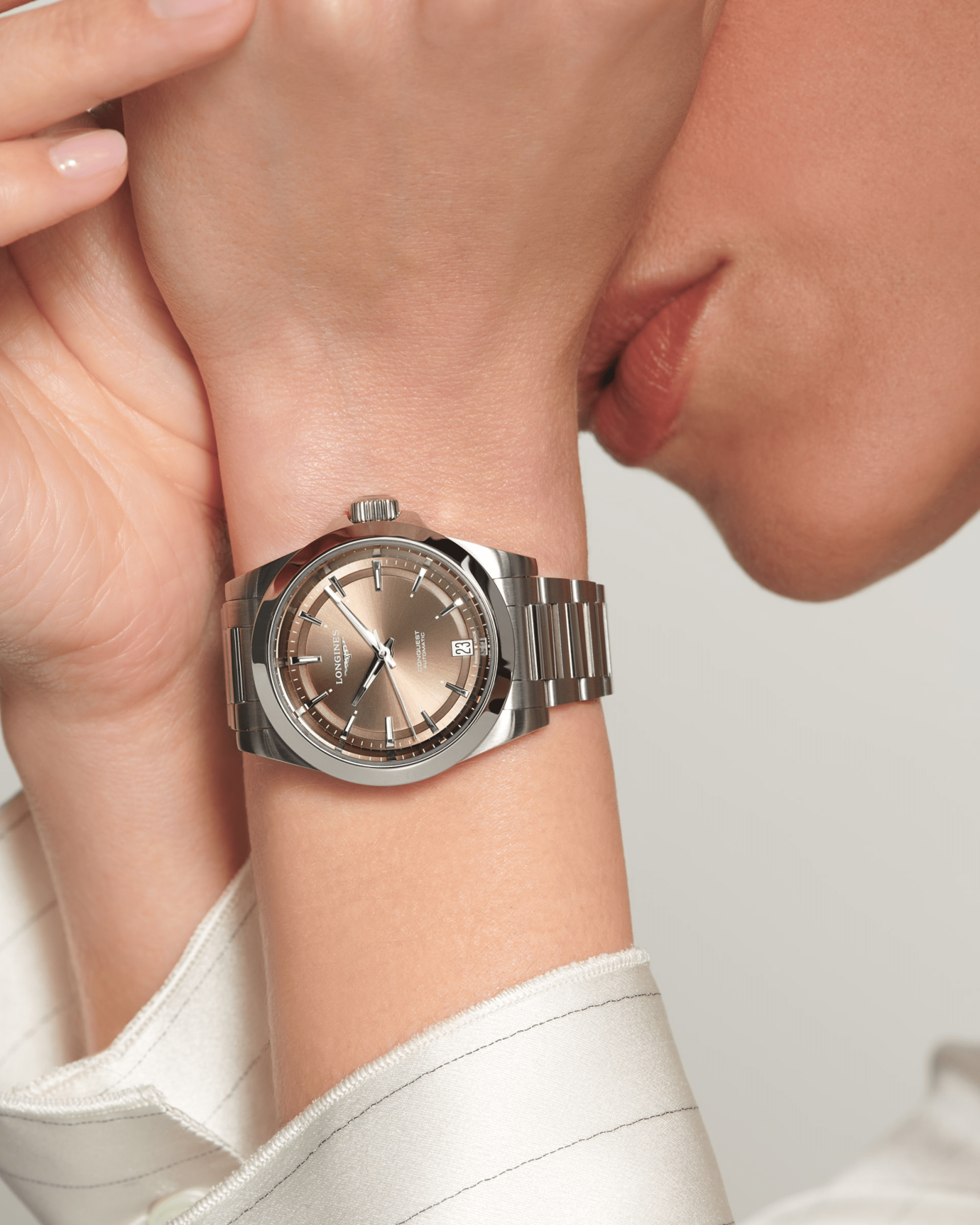 Longines Conquest 34mm Brown Dial Steel Women's Watch L34304626