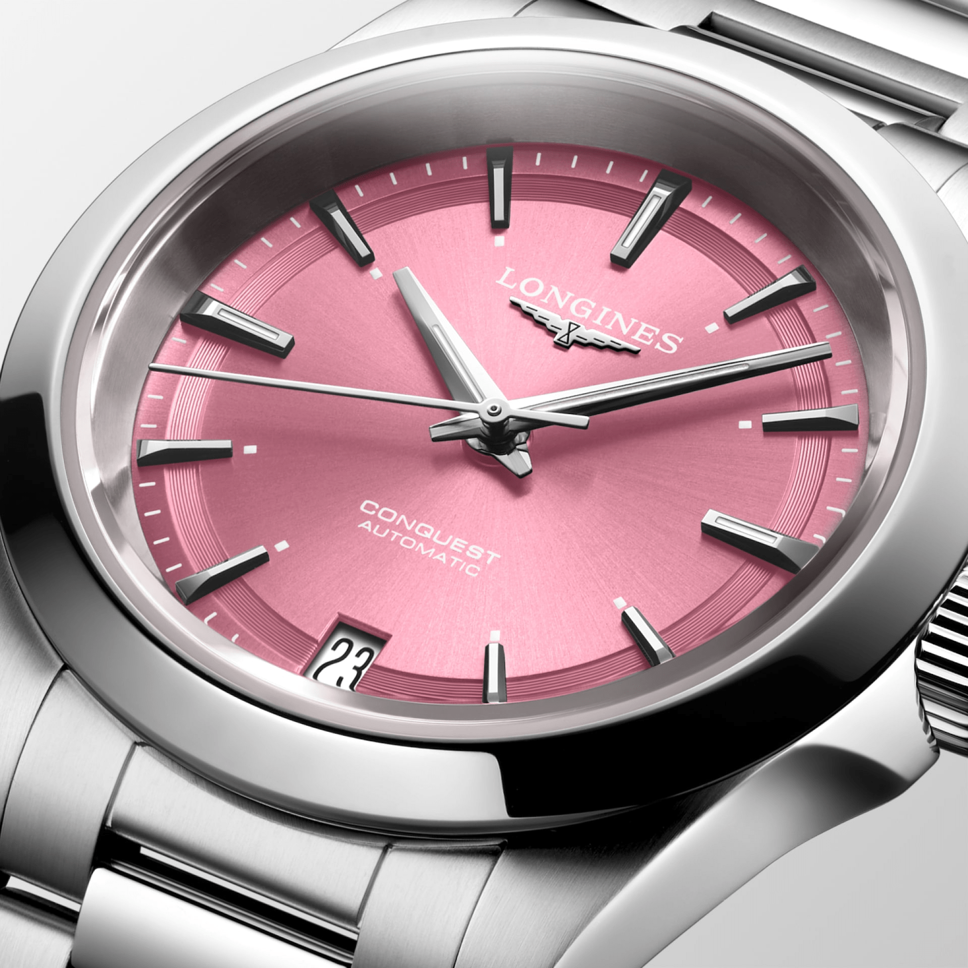 Longines Conquest 34mm Pink Dial Steel Women's Watch L34304996