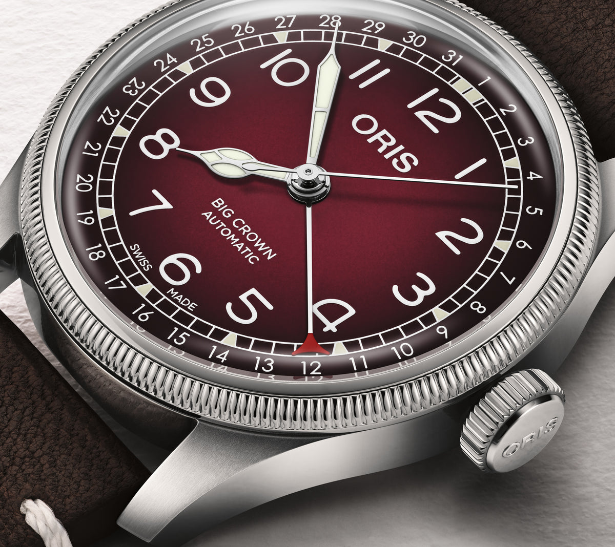 Oris Big Crown Pointer Date Cervo Volante 40mm Burgundy Dial Men's Watch 01 754 7785 4038-Set